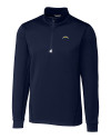 Los Angeles Chargers Cutter & Buck Traverse Stretch Eco Quarter Zip Mens Big and Tall Pullover Liberty Navy Mannequin Thumbnail Image