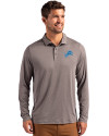 Detroit Lions Cutter & Buck Coastline Epic Comfort Recycled Mens Long Sleeve Polo Elemental Grey Front Thumbnail Image