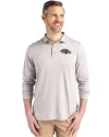 Baltimore Ravens Monochromatic Cutter & Buck Coastline Recycled Double Peached Mens Long Sleeve Polo CONCRETE Front Thumbnail Image