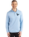Houston Texans Mono - Cutter & Buck Coastline Epic Comfort Recycled Mens Long Sleeve Polo Atlas Light Blue Front Thumbnail Image
