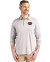 San Francisco 49ers Historic Cutter & Buck Coastline Recycled Double Peached Mens Long Sleeve Polo CONCRETE Front Thumbnail Image