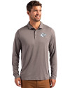 Kansas City Chiefs Mono Cutter & Buck Coastline Epic Comfort Recycled Mens Long Sleeve Polo Elemental Grey Front Thumbnail Image