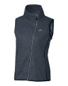 Los Angeles Chargers Cutter & Buck Mainsail Sweater Knit Womens Asymmetrical Vest Liberty Navy Heather Mannequin Thumbnail Image