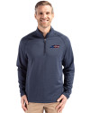 New York Jets Americana - Cutter & Buck Peshastin Fleece Recycled Mens Half Zip Pullover Navy Blue Heather Front Thumbnail Image