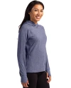 Seattle Seahawks Americana Cutter & Buck Adapt Knit Recycled Womens Heathered Hooded Pullover Navy Blue Heather Side Thumbnail Image