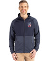 Seattle Mariners Stars & Stripes Cutter & Buck Peshastin Fleece Recycled Mens Hybrid Jacket Navy Blue Heather Front Thumbnail Image