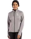 Los Angeles Dodgers Cutter & Buck Peshastin Fleece Recycled Womens Full Zip Jacket Elemental Grey Heather Front Thumbnail Image