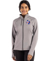 Texas Rangers Cooperstown Cutter & Buck Peshastin Fleece Recycled Womens Full Zip Jacket Elemental Grey Heather Front Thumbnail Image