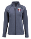 Minnesota Twins Cutter & Buck Peshastin Fleece Recycled Womens Full Zip Jacket Navy Blue Heather Mannequin Thumbnail Image