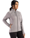 Philadelphia Phillies Cooperstown Cutter & Buck Peshastin Fleece Recycled Womens Full Zip Jacket Elemental Grey Heather Side Thumbnail Image