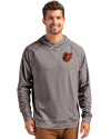 Baltimore Orioles Cooperstown Cutter & Buck Adapt Knit Recycled Mens Heathered Hooded Pullover Black Heather Front Thumbnail Image