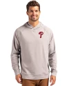Philadelphia Phillies Cutter & Buck Adapt Knit Recycled Mens Heathered Hooded Pullover Polished Heather Front Thumbnail Image