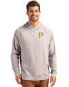Pittsburgh Pirates Cutter & Buck Adapt Knit Recycled Mens Heathered Hooded Pullover Polished Heather Front Thumbnail Image
