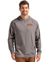 Pittsburgh Pirates Cooperstown Cutter & Buck Adapt Knit Recycled Mens Heathered Hooded Pullover Black Heather Front Thumbnail Image