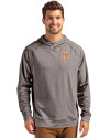 New York Mets Cutter & Buck Adapt Knit Recycled Mens Heathered Hooded Pullover Black Heather Front Thumbnail Image