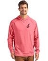 Cleveland Indians Cooperstown Cutter & Buck Adapt Knit Recycled Mens Heathered Hooded Pullover Cardinal Red Heather Front Thumbnail Image