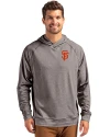 San Francisco Giants Cutter & Buck Adapt Knit Recycled Mens Heathered Hooded Pullover Black Heather Front Thumbnail Image