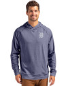 Detroit Tigers Cutter & Buck Adapt Knit Recycled Mens Heathered Hooded Pullover Navy Blue Heather Front Thumbnail Image