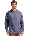 Los Angeles Angels Cooperstown Cutter & Buck Adapt Knit Recycled Mens Heathered Hooded Pullover Navy Blue Heather Front Thumbnail Image