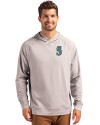 Seattle Mariners Cutter & Buck Adapt Knit Recycled Mens Heathered Hooded Pullover Polished Heather Front Thumbnail Image