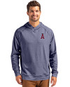 Los Angeles Angels Cutter & Buck Adapt Knit Recycled Mens Heathered Hooded Pullover Navy Blue Heather Front Thumbnail Image