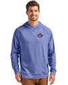 Toronto Blue Jays Cooperstown Cutter & Buck Adapt Knit Recycled Mens Heathered Hooded Pullover Tour Blue Heather Front Thumbnail Image