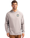 Milwaukee Brewers Cooperstown Cutter & Buck Adapt Knit Recycled Mens Heathered Hooded Pullover Polished Heather Front Thumbnail Image
