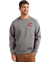View image 4: Cincinnati Reds Cutter & Buck Roam Recycled Buttery-Soft Knit Mens Crew Neck Pullover Elemental Grey Front