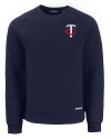 Minnesota Twins Cutter & Buck Roam Epic Versatility Recycled Crew Neck Mens Pullover Navy Blue Mannequin Thumbnail Image