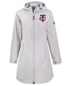 Minnesota Twins Cutter & Buck Camano Everyday Stretch Recycled Womens Water Resistant Jacket Polished Medium Gray Mannequin Thumbnail Image
