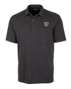 Las Vegas Raiders Cutter & Buck Advantage Tri-Blend Jersey Mens Big and Tall Pocket Polo Black Heather Mannequin Thumbnail Image