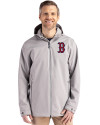 Boston Red Sox Cutter & Buck Camano Everyday Stretch Recycled Mens Water Resistant Jacket Polished Medium Gray Front Thumbnail Image