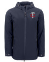 Minnesota Twins Cutter & Buck Camano Everyday Stretch Recycled Mens Water Resistant Jacket Navy Blue Mannequin Thumbnail Image