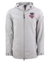 View image 7: Minnesota Twins Cutter & Buck Camano Recycled Everyday Stretch Water Resistant Mens Full Zip Jacket Polished Medium Gray Mannequin