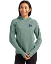 Tampa Bay Rays Cooperstown Cutter & Buck Adapt Knit Recycled Womens Heathered Hooded Pullover Hunter Heather Front Thumbnail Image