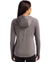 Cincinnati Reds Cooperstown Cutter & Buck Adapt Knit Recycled Womens Heathered Hooded Pullover Black Heather Back Thumbnail Image