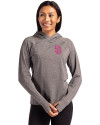 San Diego Padres City Connect Cutter & Buck Adapt Knit Recycled Womens Heathered Hooded Pullover Black Heather Front Thumbnail Image