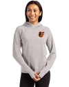 Baltimore Orioles Cutter & Buck Adapt Knit Recycled Womens Heathered Hooded Pullover Polished Heather Front Thumbnail Image