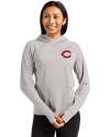 Cincinnati Reds Cutter & Buck Adapt Knit Recycled Womens Heathered Hooded Pullover Polished Heather Front Thumbnail Image