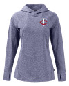 Minnesota Twins Cutter & Buck Adapt Knit Recycled Womens Heathered Hooded Pullover Navy Blue Heather Mannequin Thumbnail Image