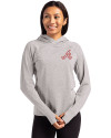 Atlanta Braves Cooperstown Cutter & Buck Adapt Knit Recycled Womens Heathered Hooded Pullover Polished Heather Front Thumbnail Image