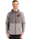 Baltimore Orioles Cooperstown Cutter & Buck Peshastin Fleece Recycled Mens Hybrid Jacket Elemental Grey Heather Front Thumbnail Image