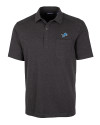 Detroit Lions Cutter & Buck Advantage Tri-Blend Jersey Mens Big and Tall Pocket Polo Black Heather Mannequin Thumbnail Image