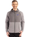 New York Mets Cooperstown Cutter & Buck Peshastin Fleece Recycled Mens Hybrid Jacket Elemental Grey Heather Front Thumbnail Image
