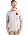 Baltimore Orioles Cooperstown Cutter & Buck Coastline Epic Comfort Recycled Mens Long Sleeve Polo CONCRETE Front Thumbnail Image