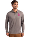 San Diego Padres City Connect Cutter & Buck Coastline Epic Comfort Recycled Mens Long Sleeve Polo Elemental Grey Front Thumbnail Image