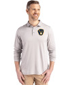 Milwaukee Brewers Cutter & Buck Coastline Epic Comfort Recycled Mens Long Sleeve Polo CONCRETE Front Thumbnail Image