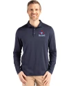 Toronto Blue Jays Cooperstown Cutter & Buck Coastline Epic Comfort Recycled Mens Long Sleeve Polo Navy Blue Front Thumbnail Image