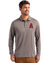 Los Angeles Angels City Connect Cutter & Buck Coastline Epic Comfort Recycled Mens Long Sleeve Polo Elemental Grey Front Thumbnail Image