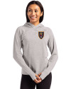 Real Salt Lake Cutter & Buck Adapt Knit Recycled Womens Heathered Hooded Pullover Polished Heather Front Thumbnail Image
